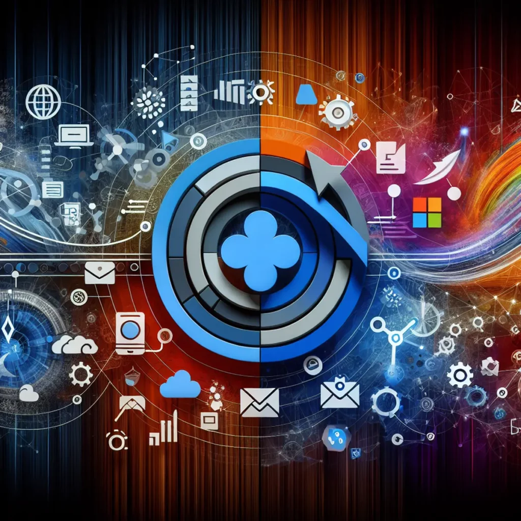 Three interconnected symbols Microsoft Dynamics NAV, Office 365, and Power BI
